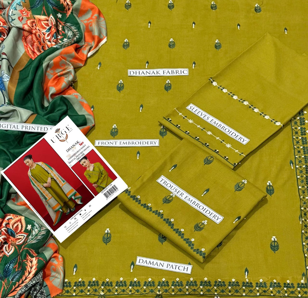 NAYYAB EMBROIDERED Dhanak 3PC UNSTICHED