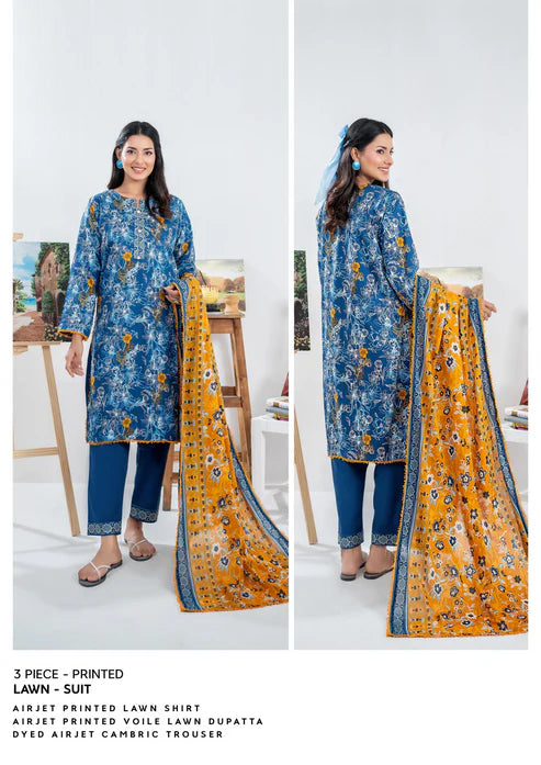 ZESH - Unstitched Same Print 3 Piece Lawn