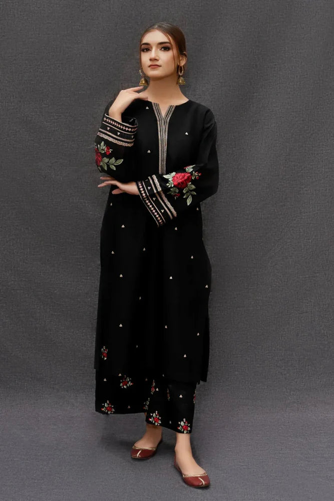 DHANAK 3PC EMBROIDERED SHIRT WITH DIGITAL PRINTED WOOL SHAWL