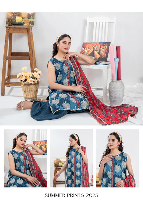 ZESH - Unstitched Same Print 3 Piece Lawn