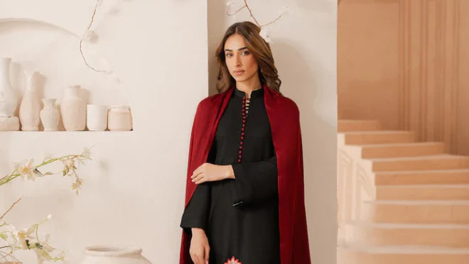 EMBROIDERED SHIRT WOOL SHAWL