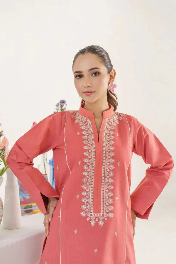 EMBROIDERED SHIRT WITH PRINTED SHAWL