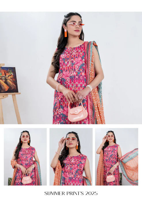 ZESH - Unstitched Same Print 3 Piece Lawn